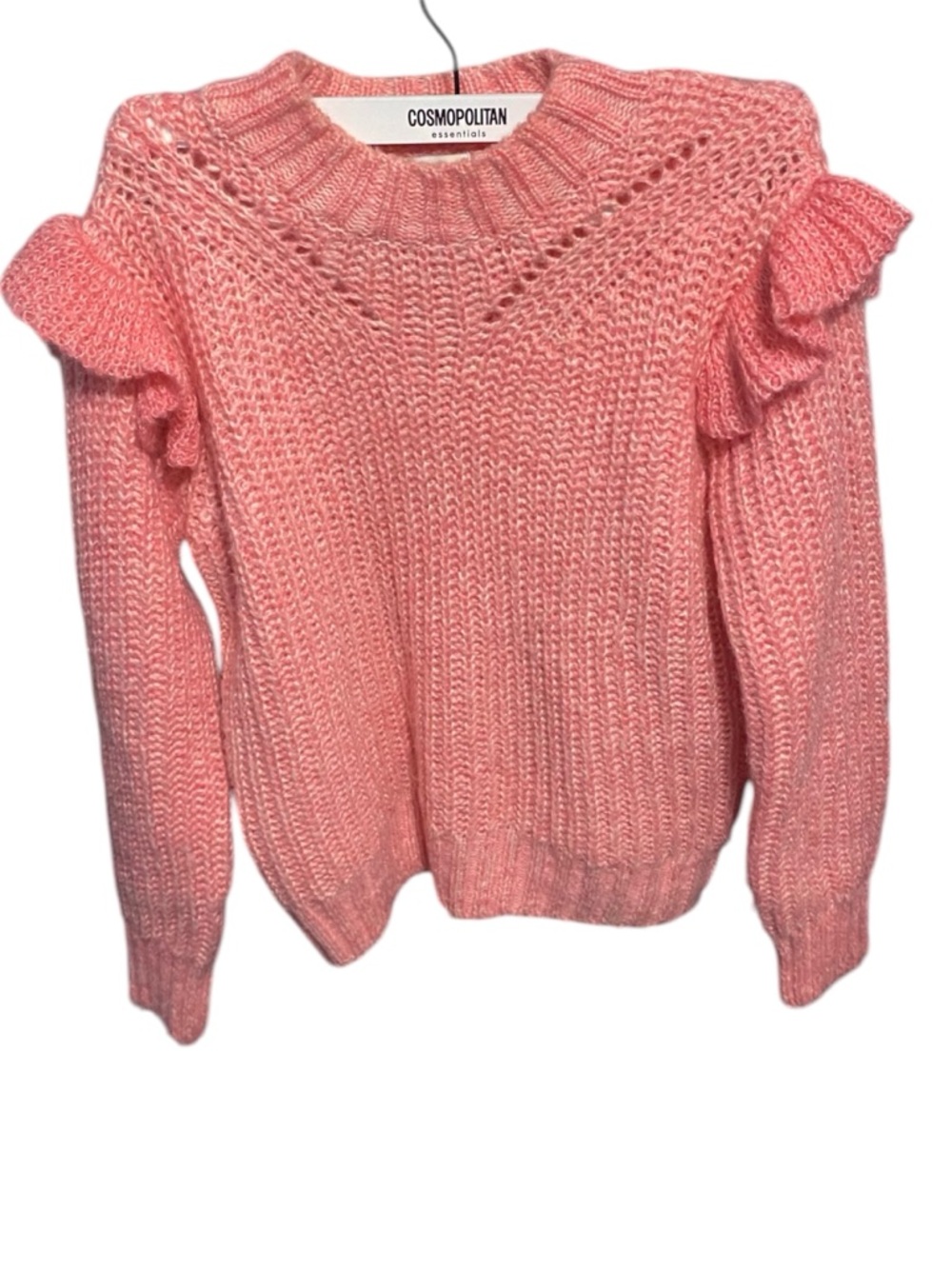 NWOT Greylin Pink Ruffle Shoulder Crewneck Sweater